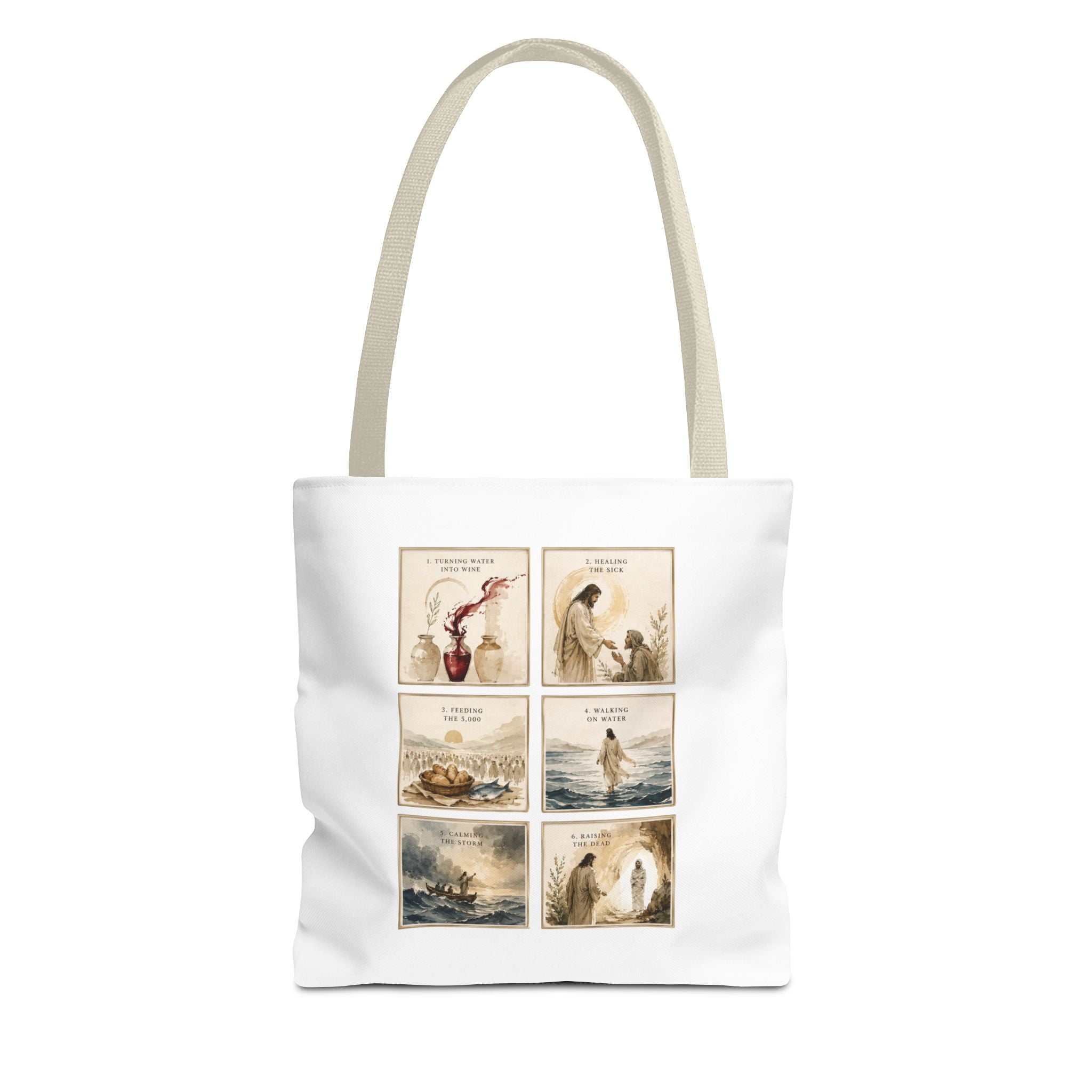 The Miracles of Jesus Tote Bag | Christian Scripture Art Tote