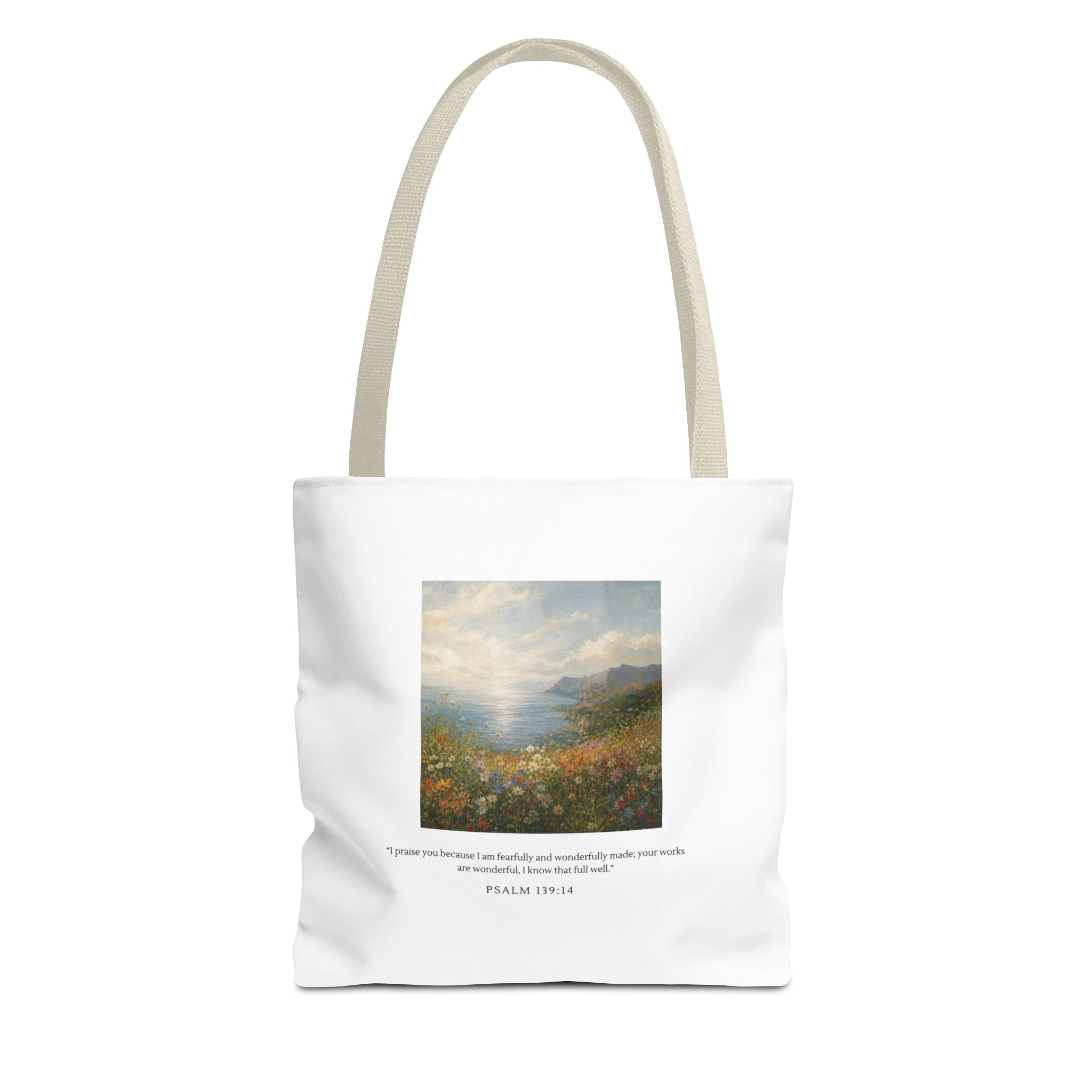 Wonderfully Made Tote Bag | Psalm 139:14 Christian Art Tote