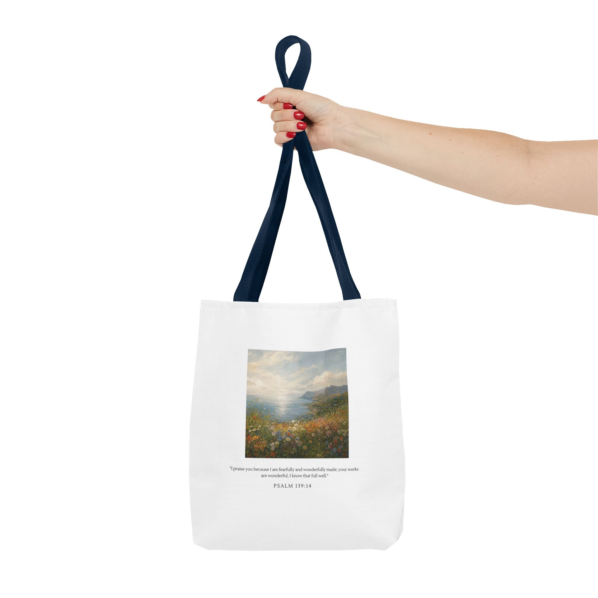Wonderfully Made Tote Bag | Psalm 139:14 Christian Art Tote