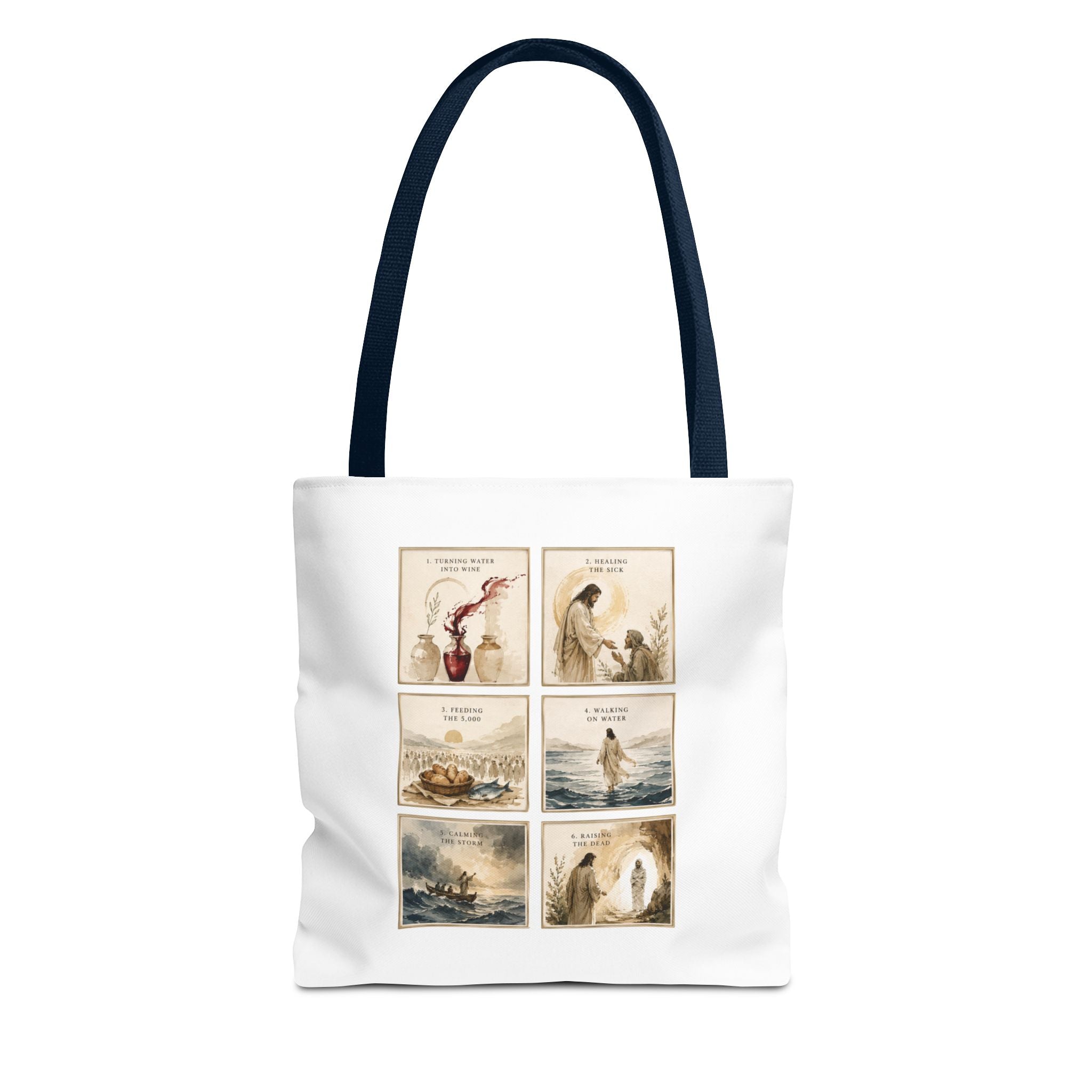 The Miracles of Jesus Tote Bag | Christian Scripture Art Tote