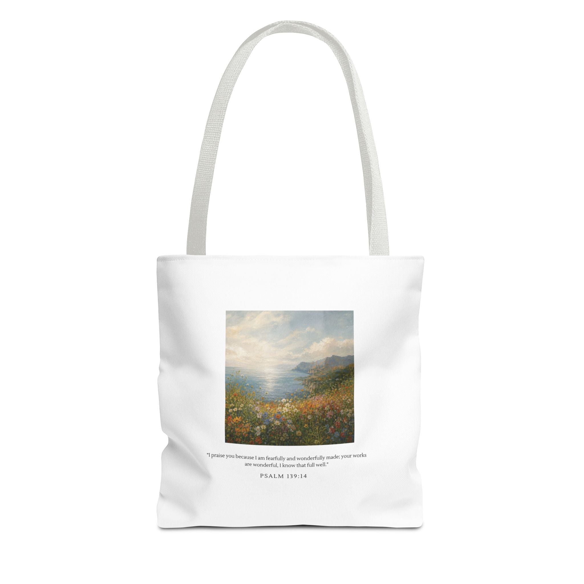Wonderfully Made Tote Bag | Psalm 139:14 Christian Art Tote