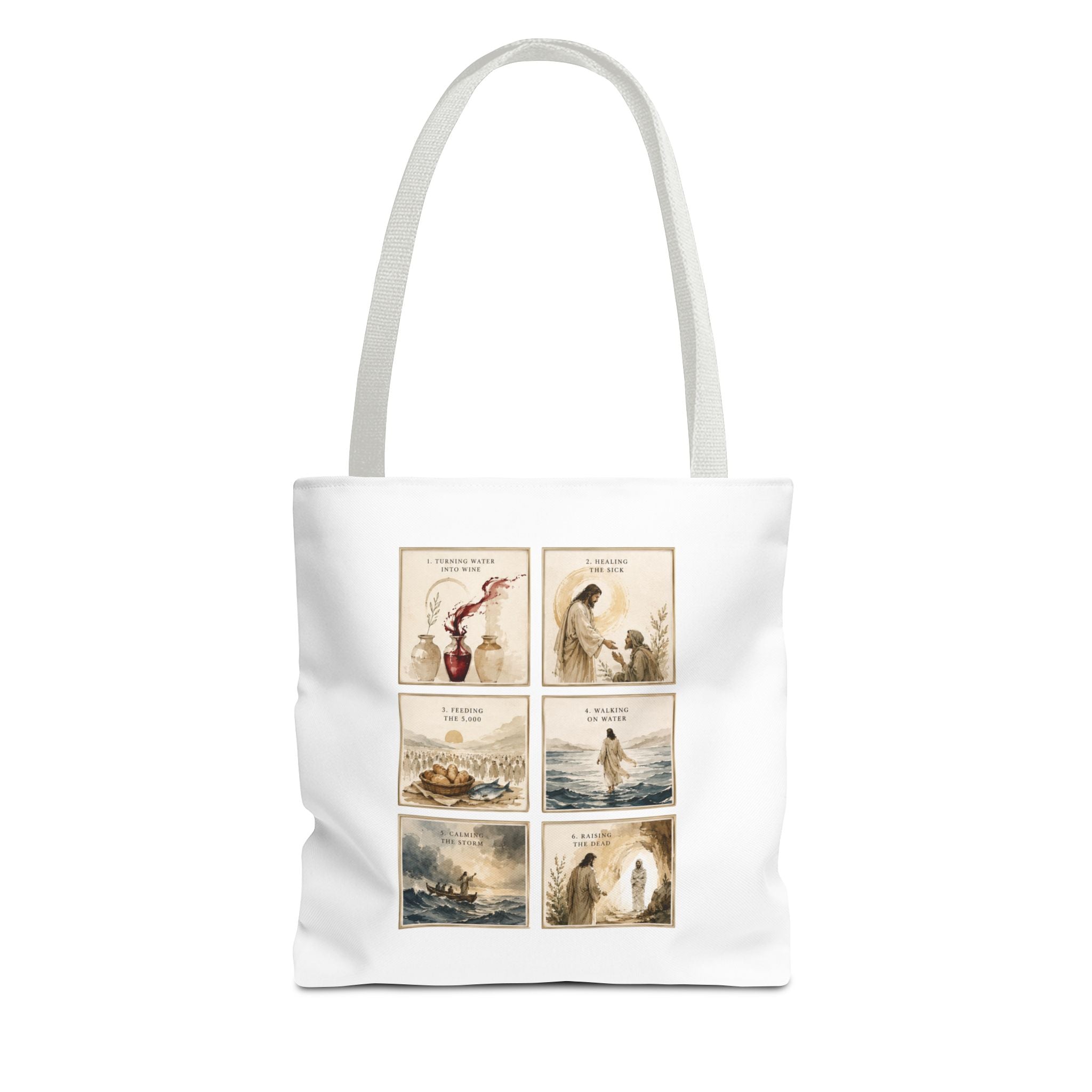 The Miracles of Jesus Tote Bag | Christian Scripture Art Tote