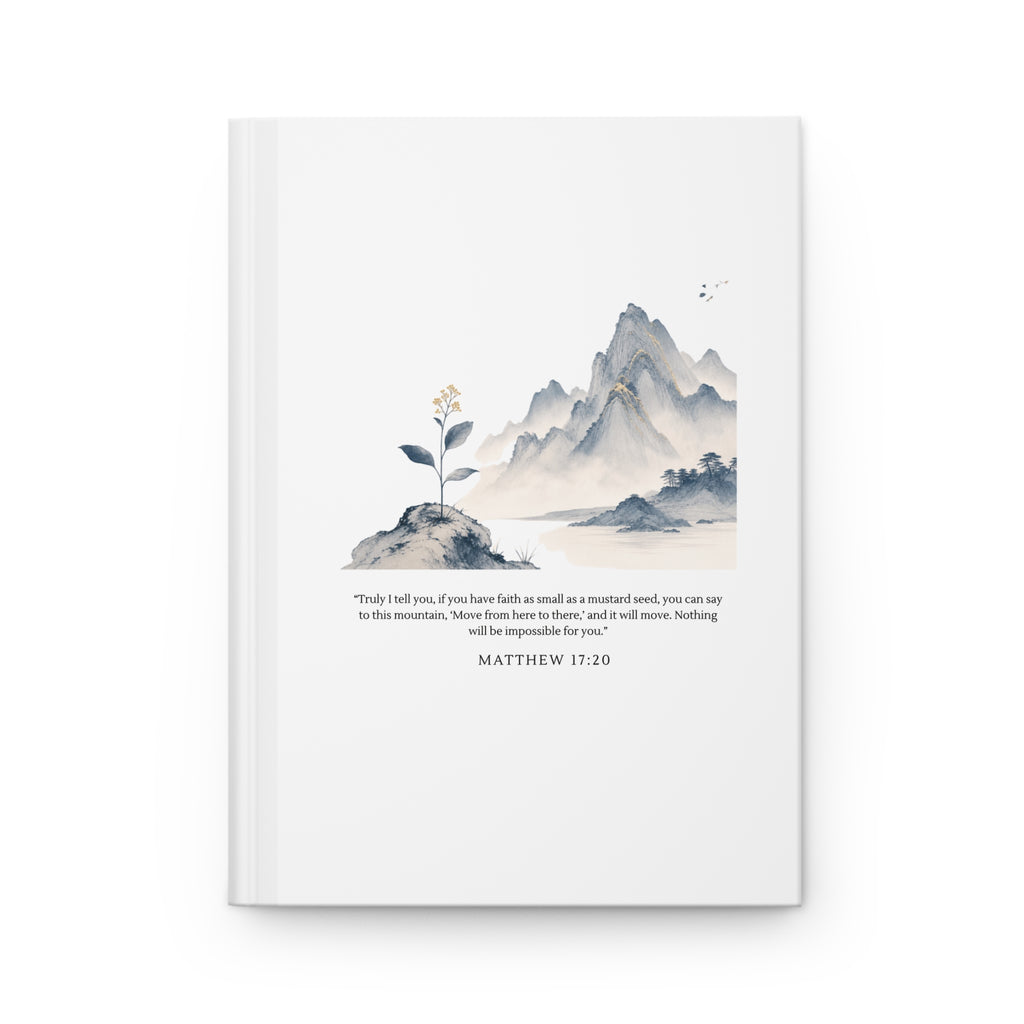 Faith as small as a mustard seed Hardcover Prayer Journal | Matthew 17:20 Chinoiserie Inspired Notebook