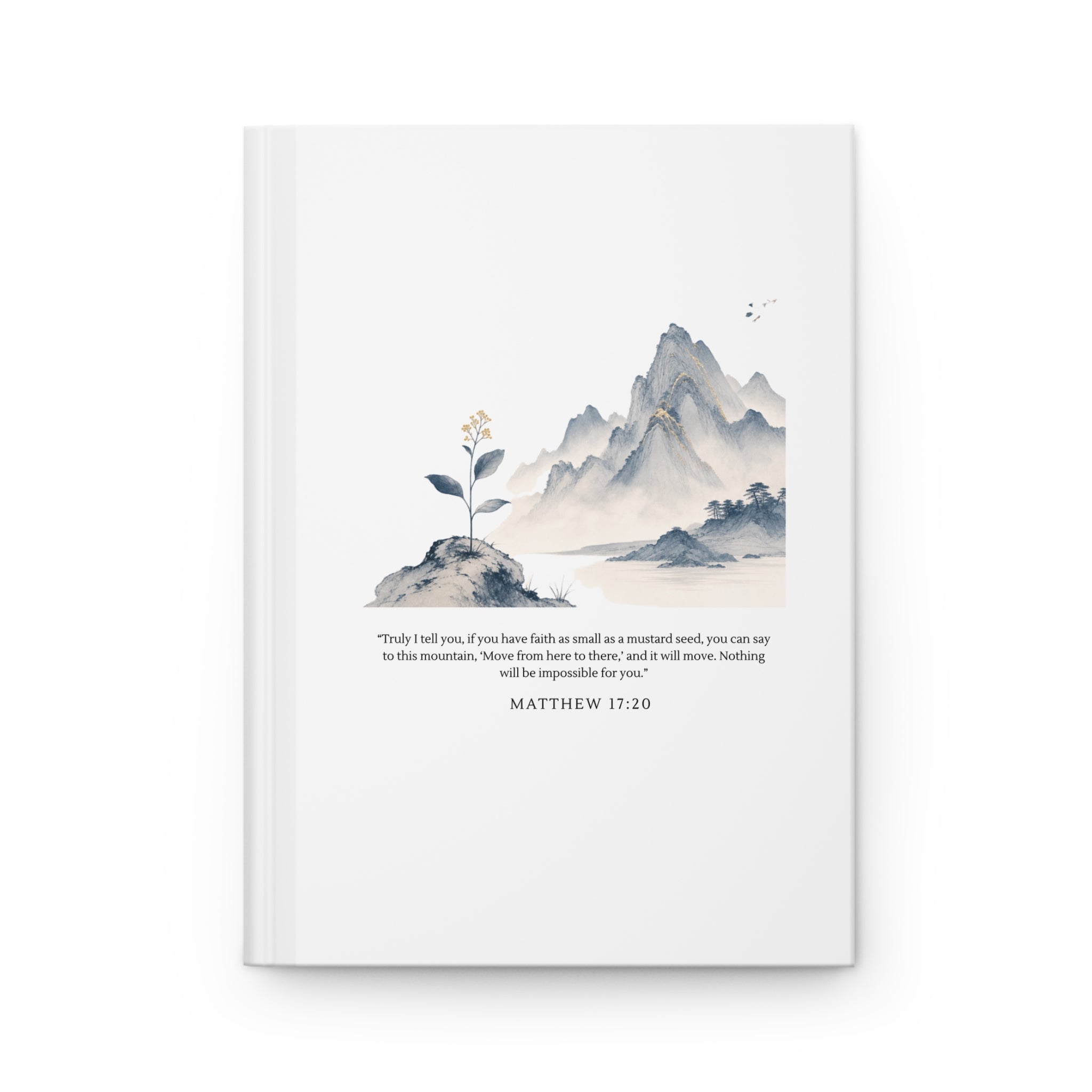 Faith as small as a mustard seed Hardcover Prayer Journal | Matthew 17:20 Chinoiserie Inspired Notebook