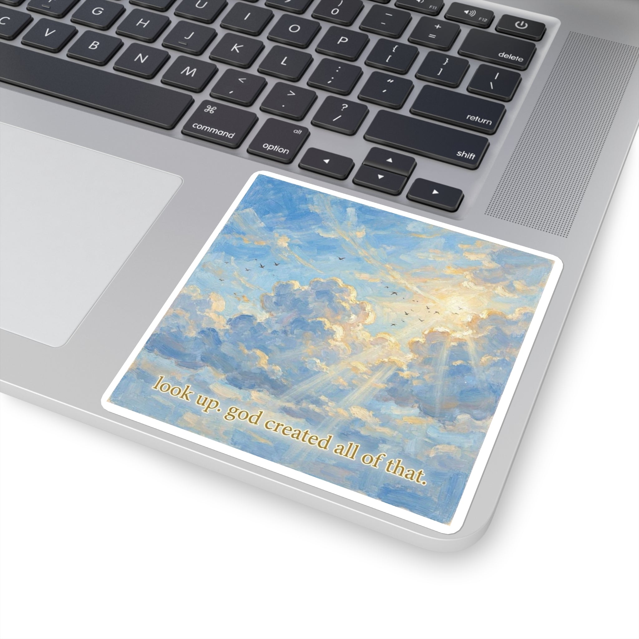 'Look Up, God Created All That' | Square Christian Vinyl Sticker