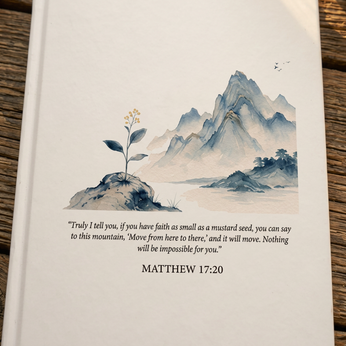 Faith as small as a mustard seed Hardcover Prayer Journal | Matthew 17:20 Chinoiserie Inspired Notebook
