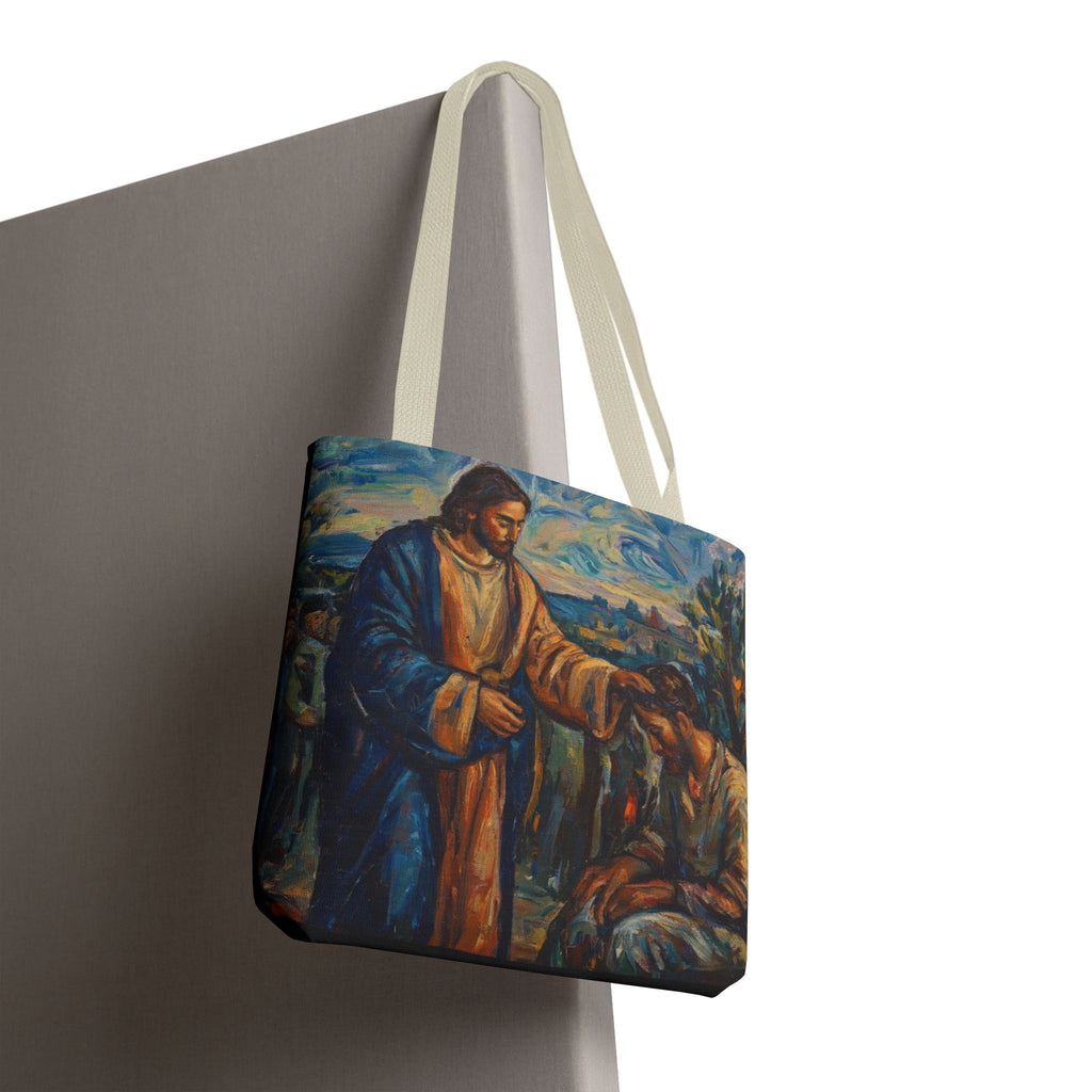 Jesus Heals the Sick Tote Bag | Matthew 8:16 Christian Art Tote