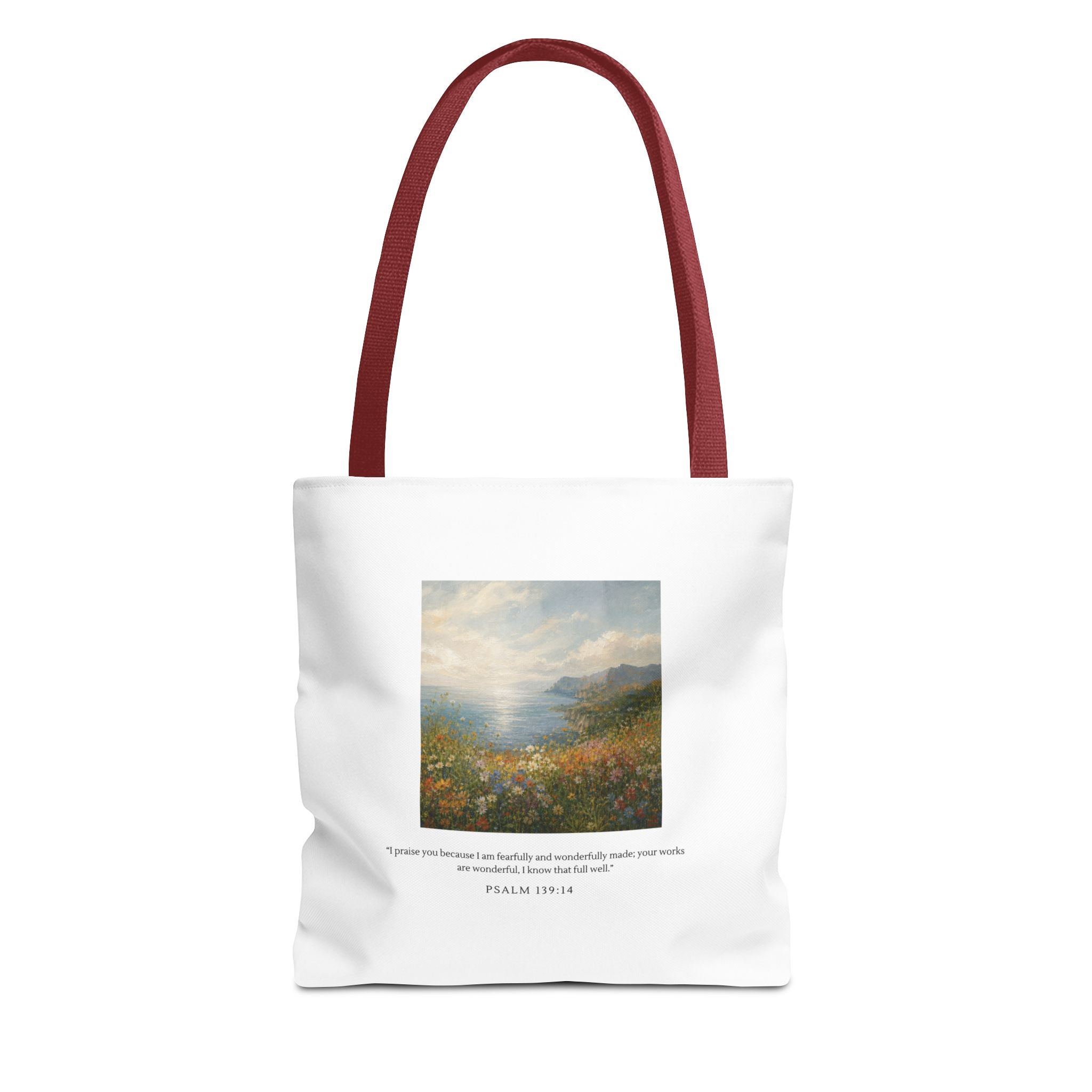 Wonderfully Made Tote Bag | Psalm 139:14 Christian Art Tote