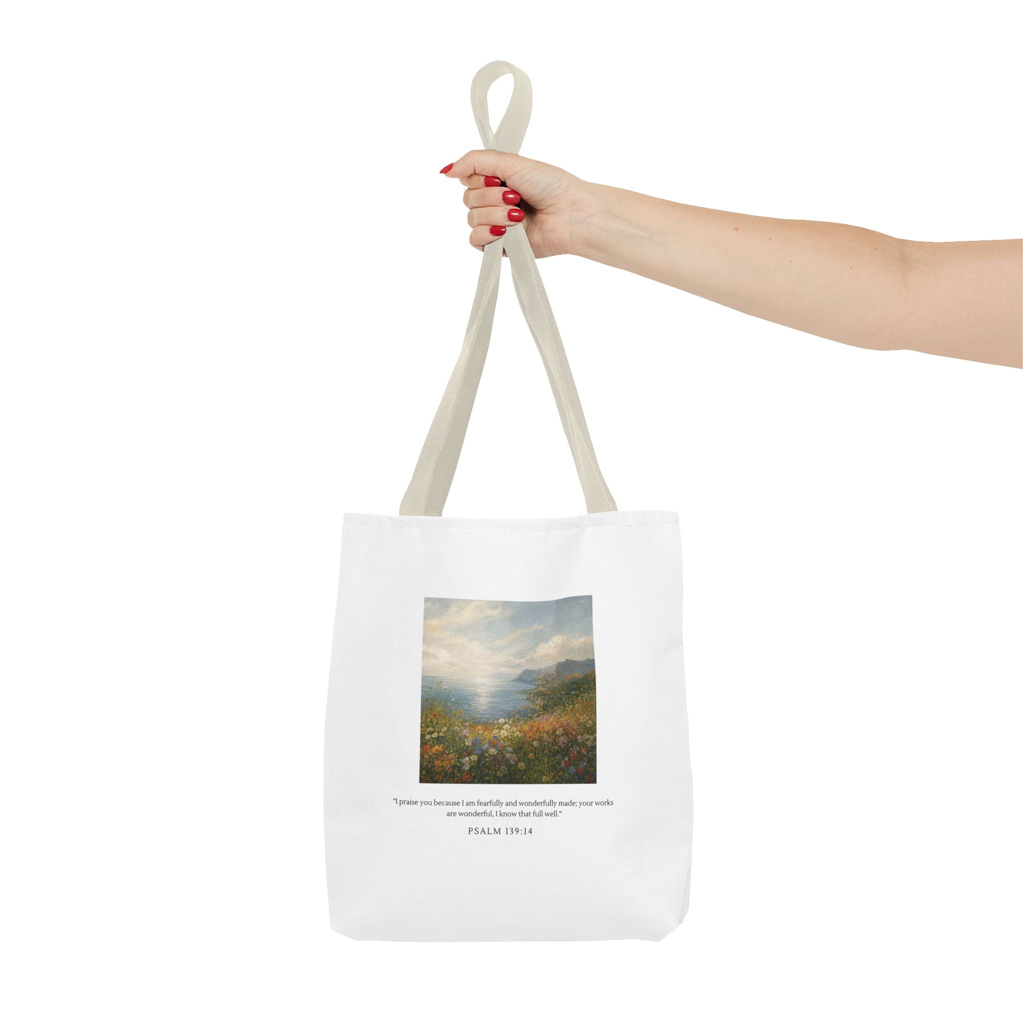 Wonderfully Made Tote Bag | Psalm 139:14 Christian Art Tote