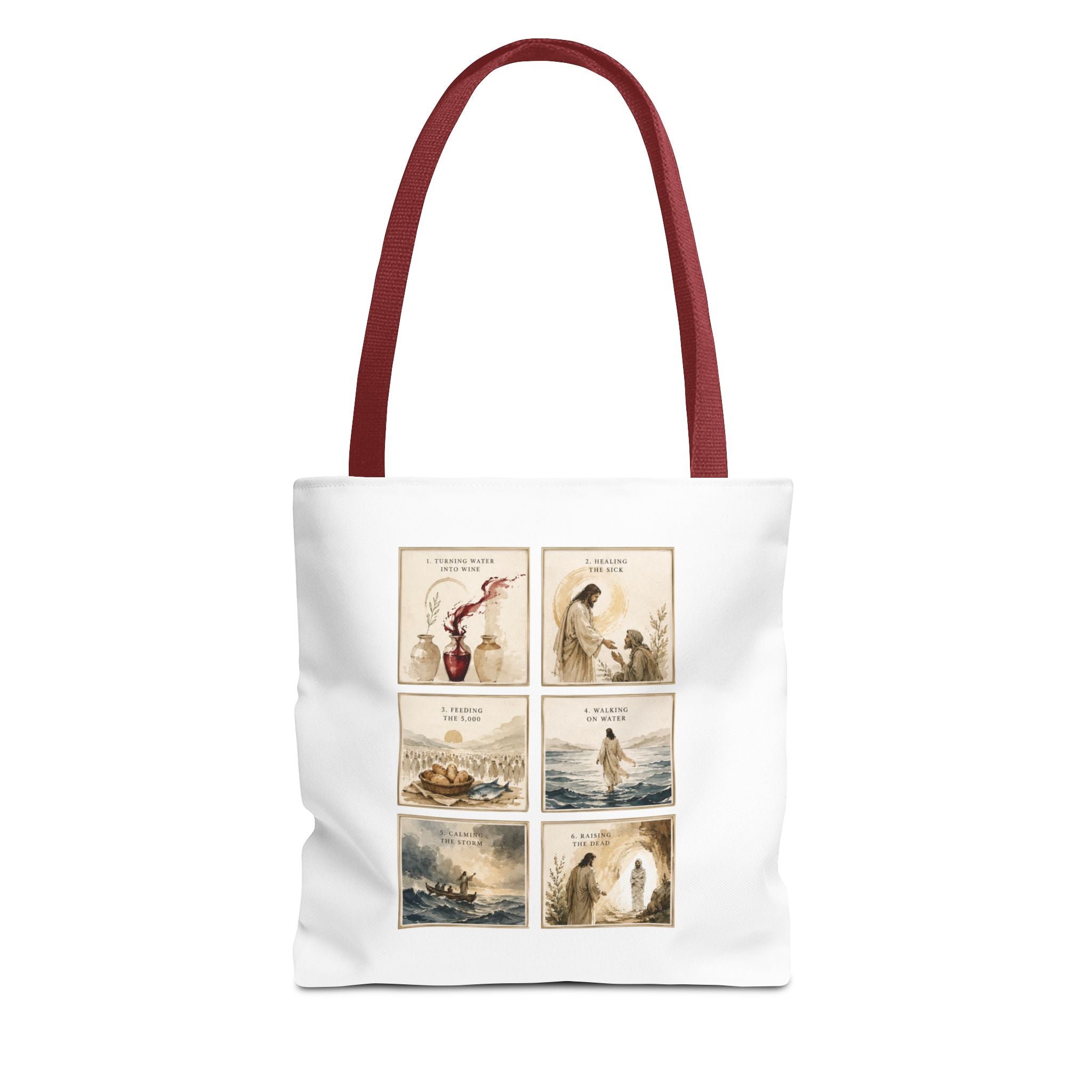 The Miracles of Jesus Tote Bag | Christian Scripture Art Tote