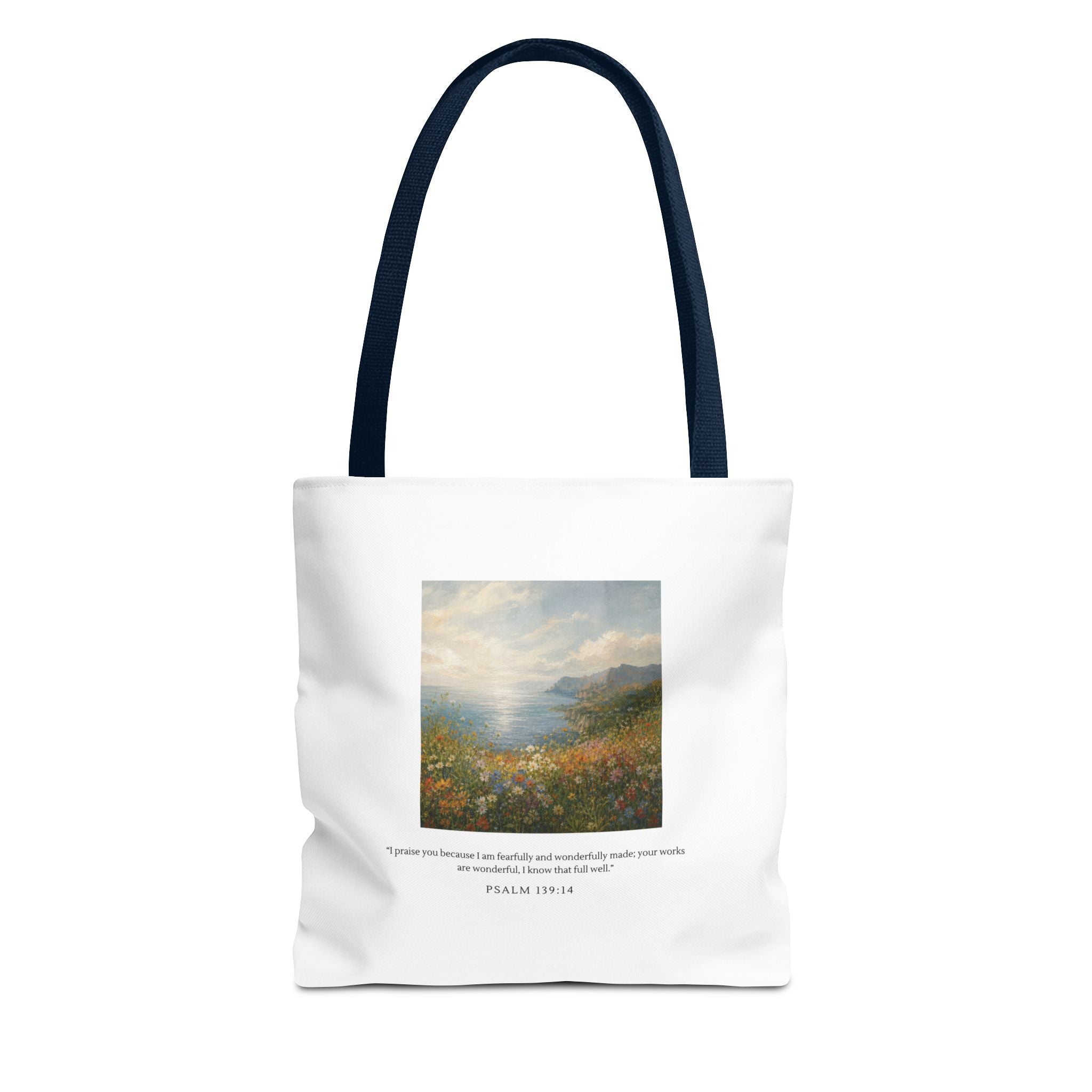 Wonderfully Made Tote Bag | Psalm 139:14 Christian Art Tote