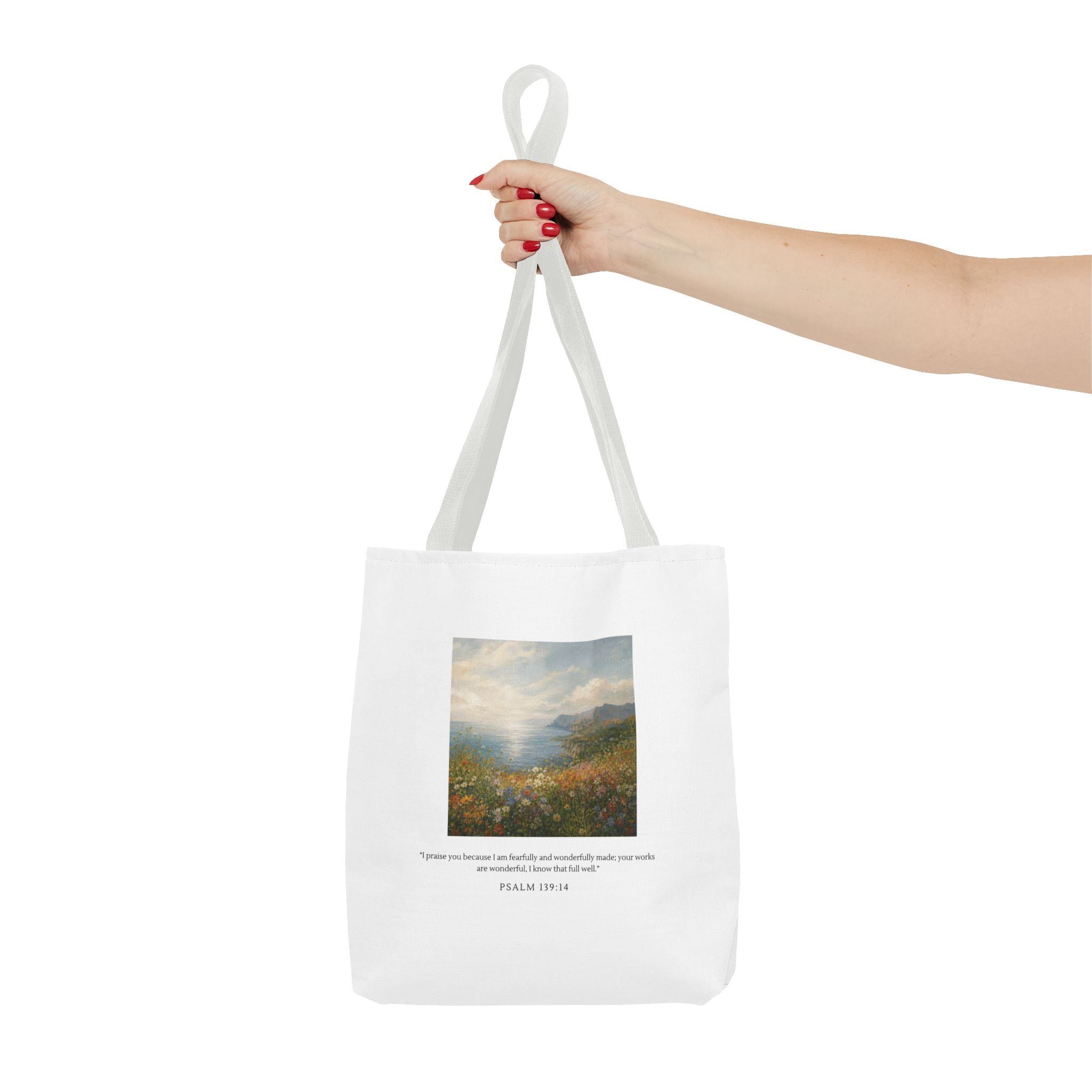 Wonderfully Made Tote Bag | Psalm 139:14 Christian Art Tote