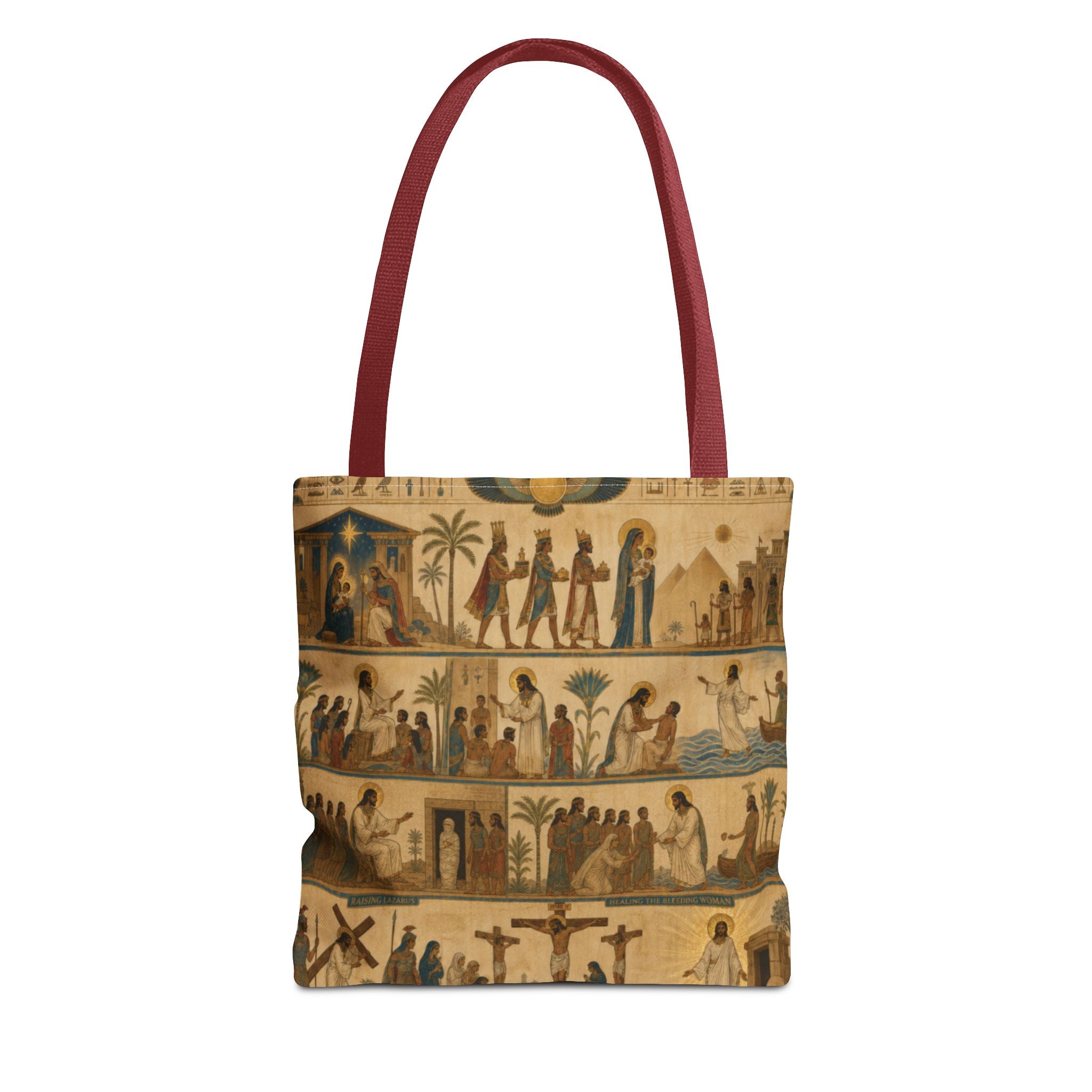 The Story of Jesus Told Through Hieroglyphics | Christian Scripture Art Tote