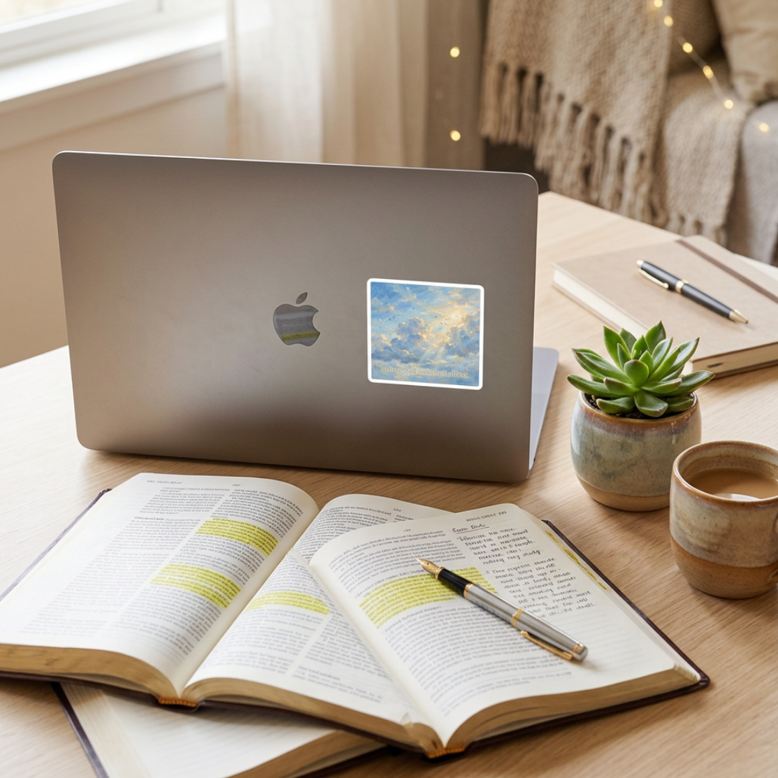 'Look Up, God Created All That' | Square Christian Vinyl Sticker